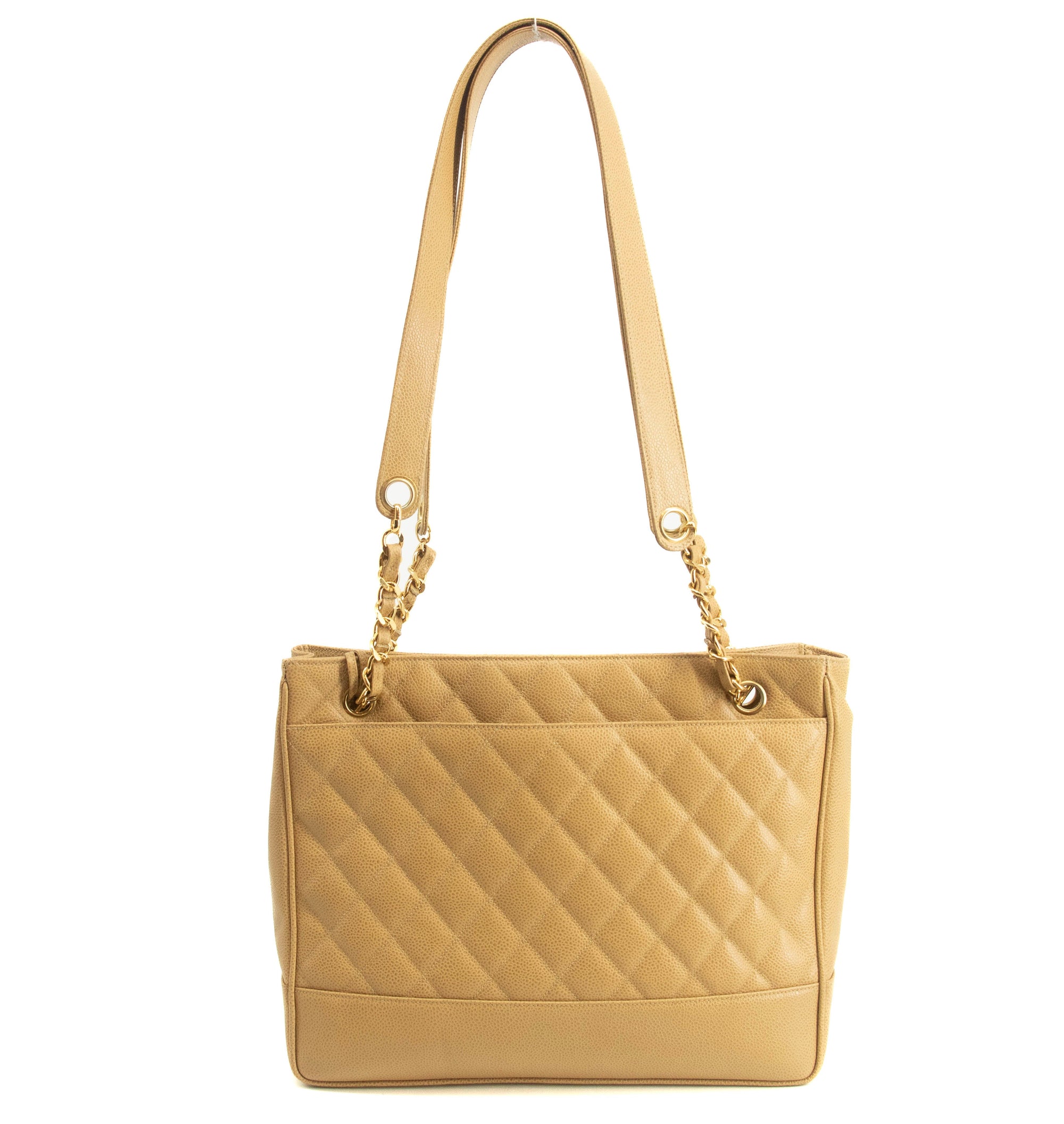 Chanel Beige Caviar Skin Quilted Matelase Shoulder Bag 