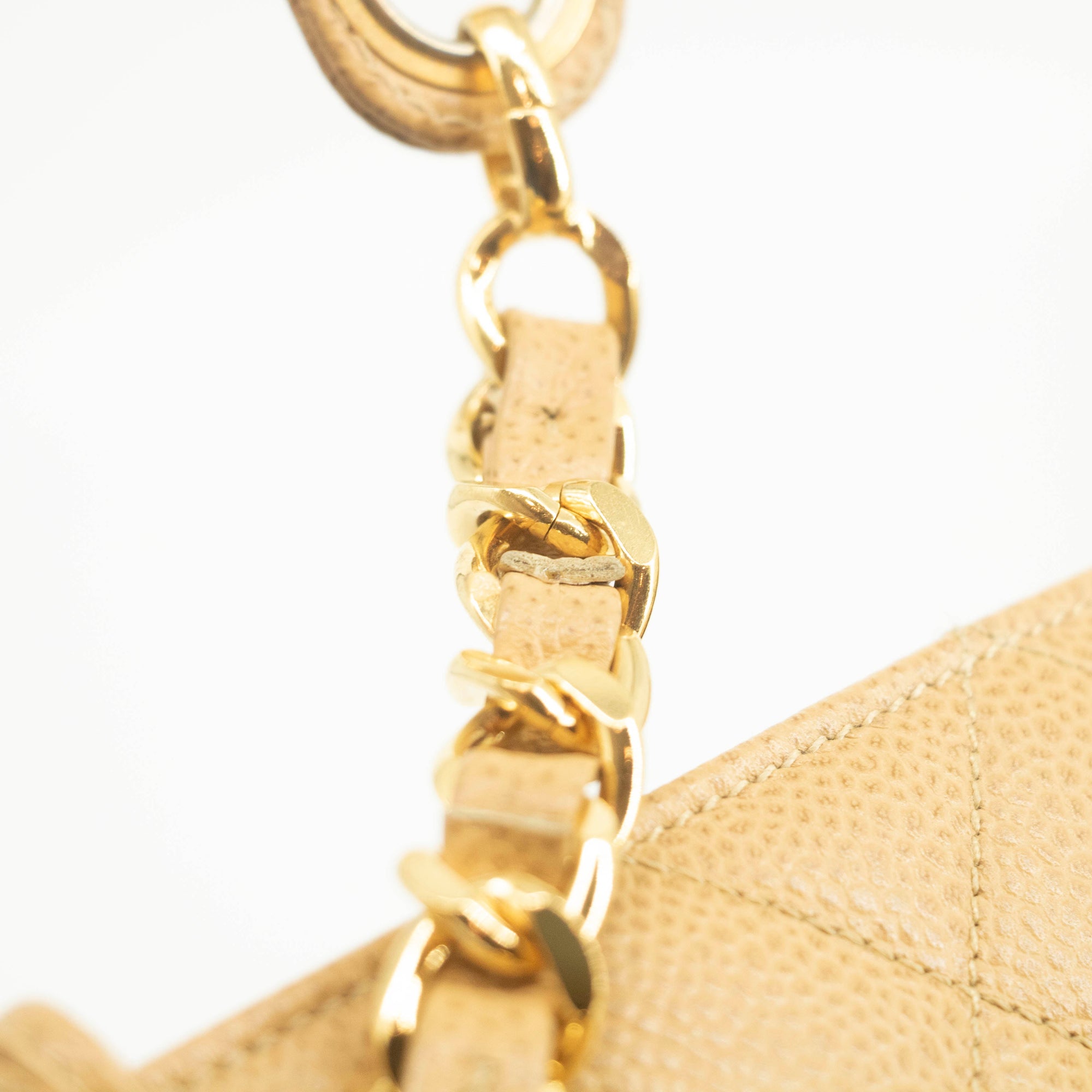 Chanel Beige Caviar Skin Quilted Matelase Shoulder Bag 