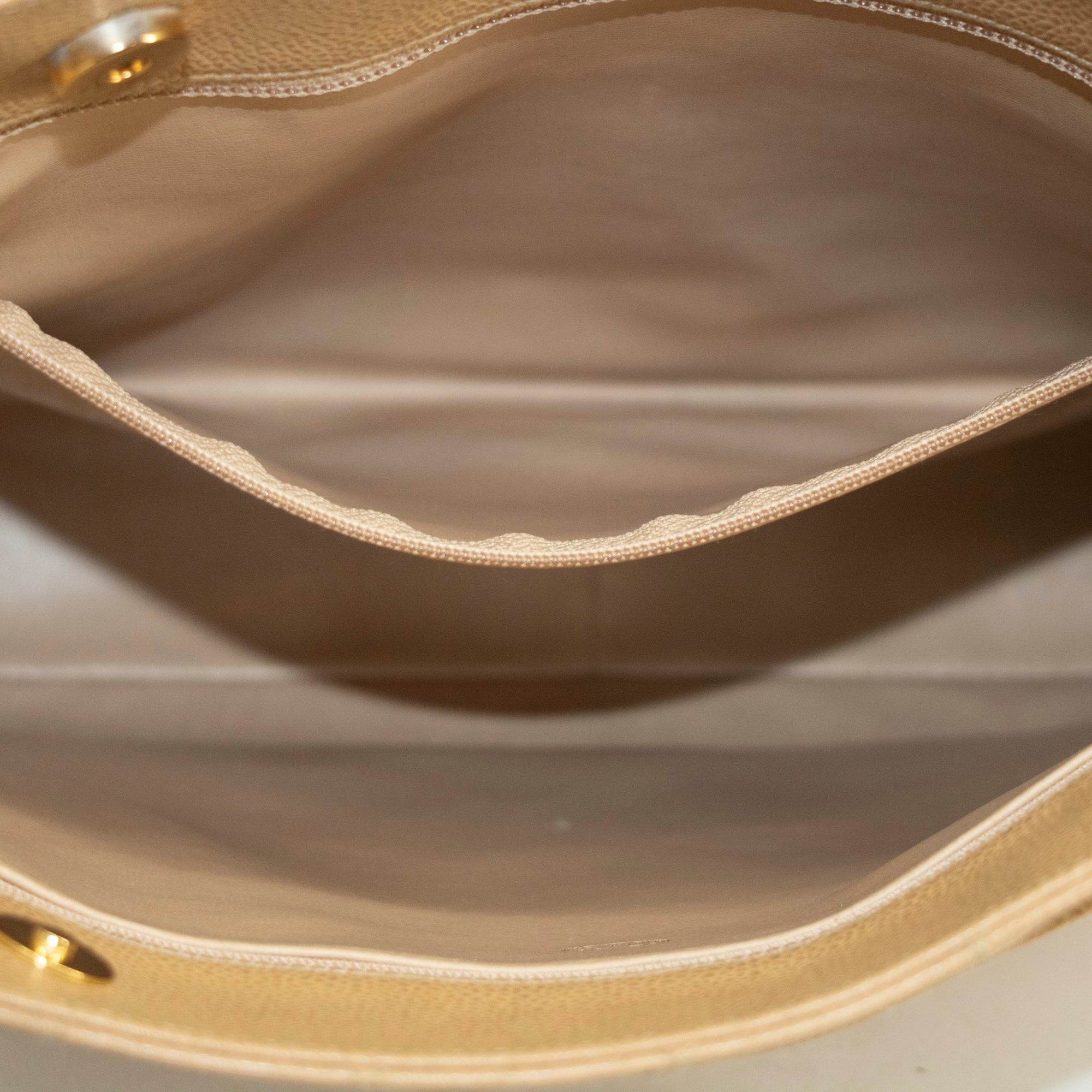 Chanel Beige Caviar Skin Quilted Matelase Shoulder Bag 