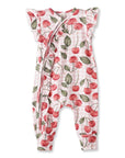 Cherry Picnic Baby Girl Romper – Soft Bamboo Zipper Pajamas