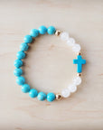 Natural Jade and Howlite Beaded Stretch Breacelet 806w