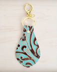 Embossed Leather Key Chain - Cowboy Turquoise 700v