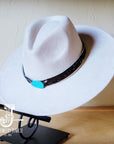 Spotted Hair-on-Hide Leather Hat Band Only w/ Turquoise Slab 950f