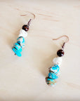 Genuine Regalite Wood and Turquoise Drop Earrings 200bd
