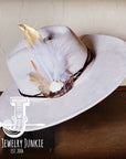 Boho Western Hat w/ Choice of Feather Hat Band-Bone 981z