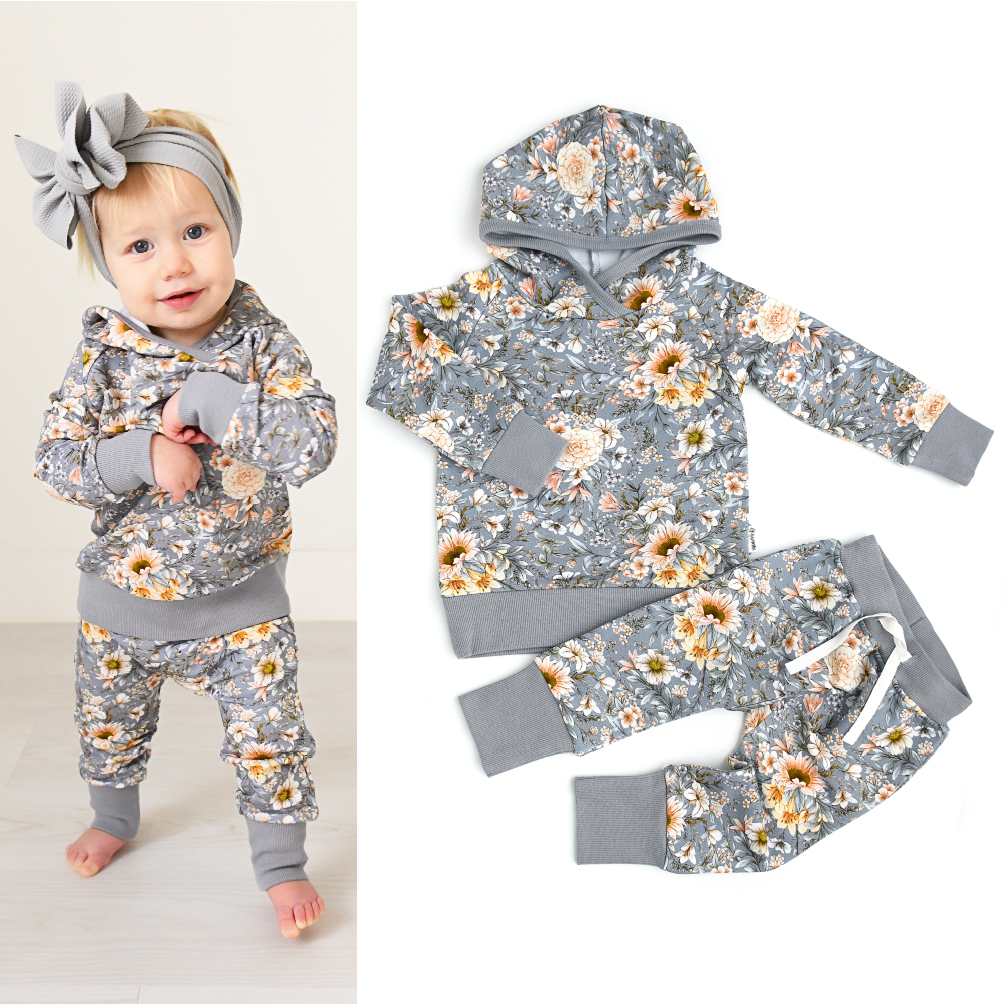 French Terry Bamboo Two Piece Hoodie Set Elodie Floral