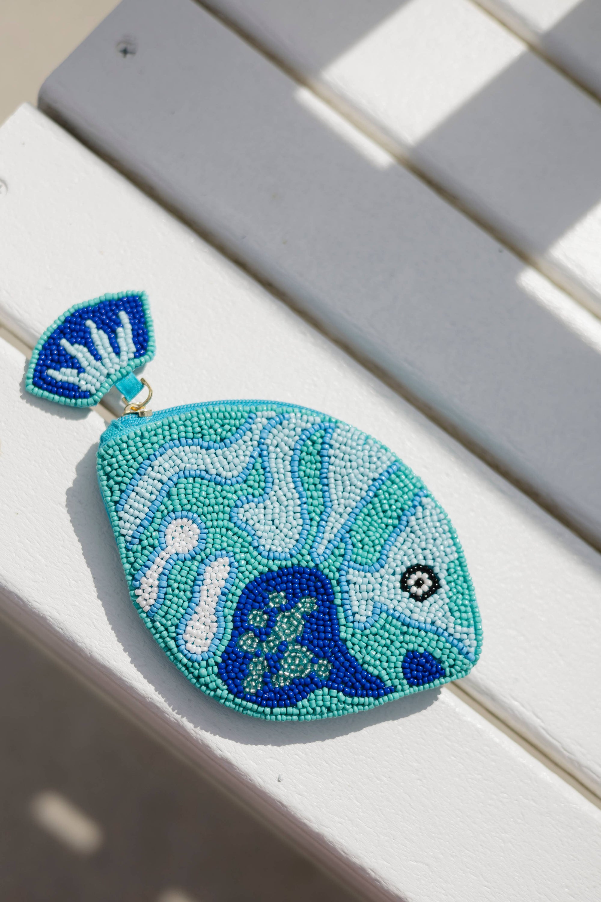 Beaded Blue Fish Coin Purse