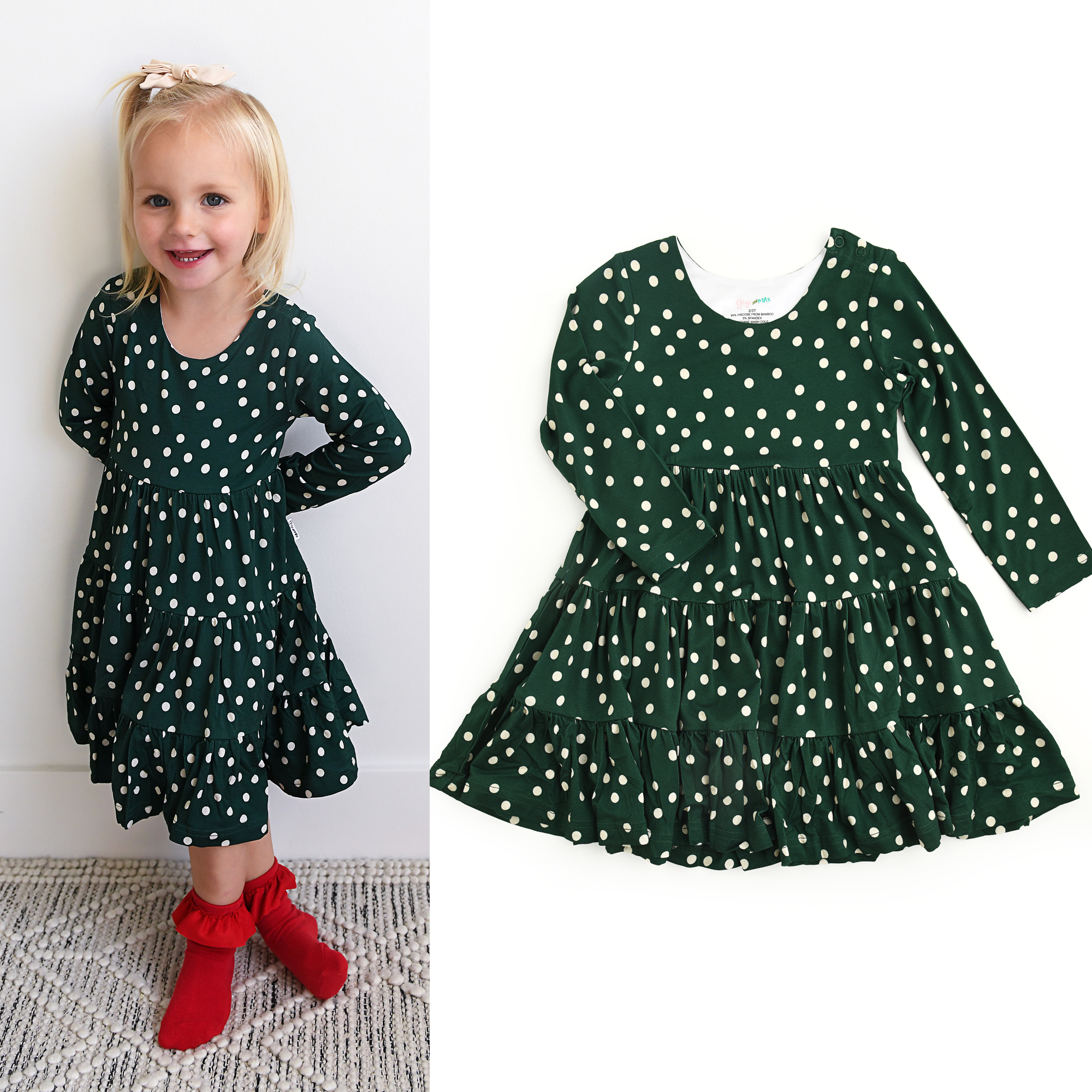 Bamboo Kids Girl Toddler Clothing Swing Dress Dottie