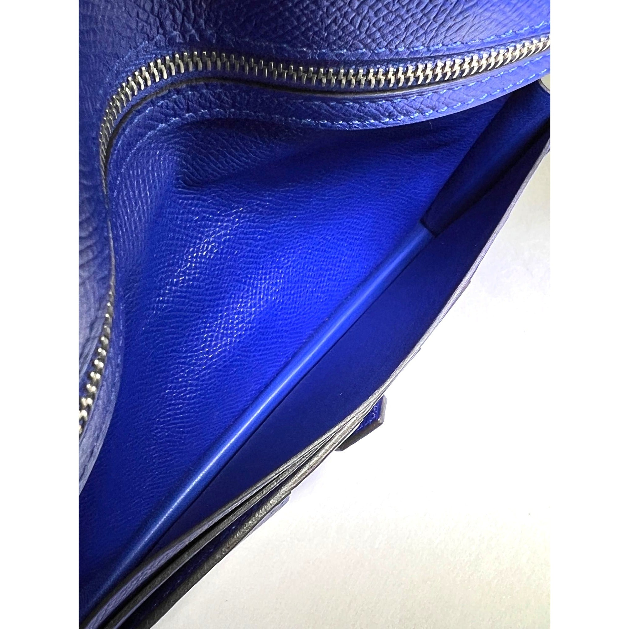 HERMÈS Long Epsom Bearn Gusset Electrique Bleu Wallet