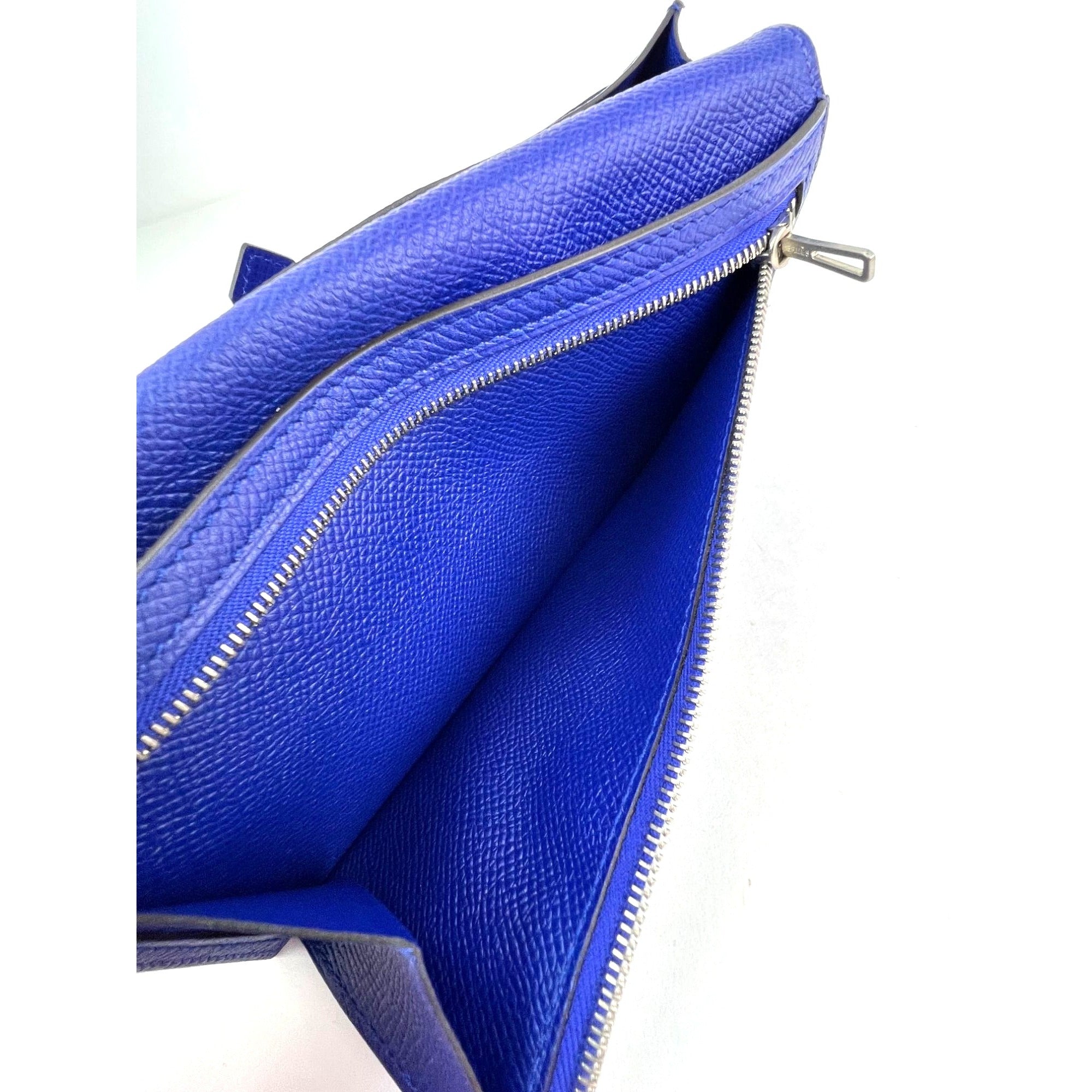 HERMÈS Long Epsom Bearn Gusset Electrique Bleu Wallet