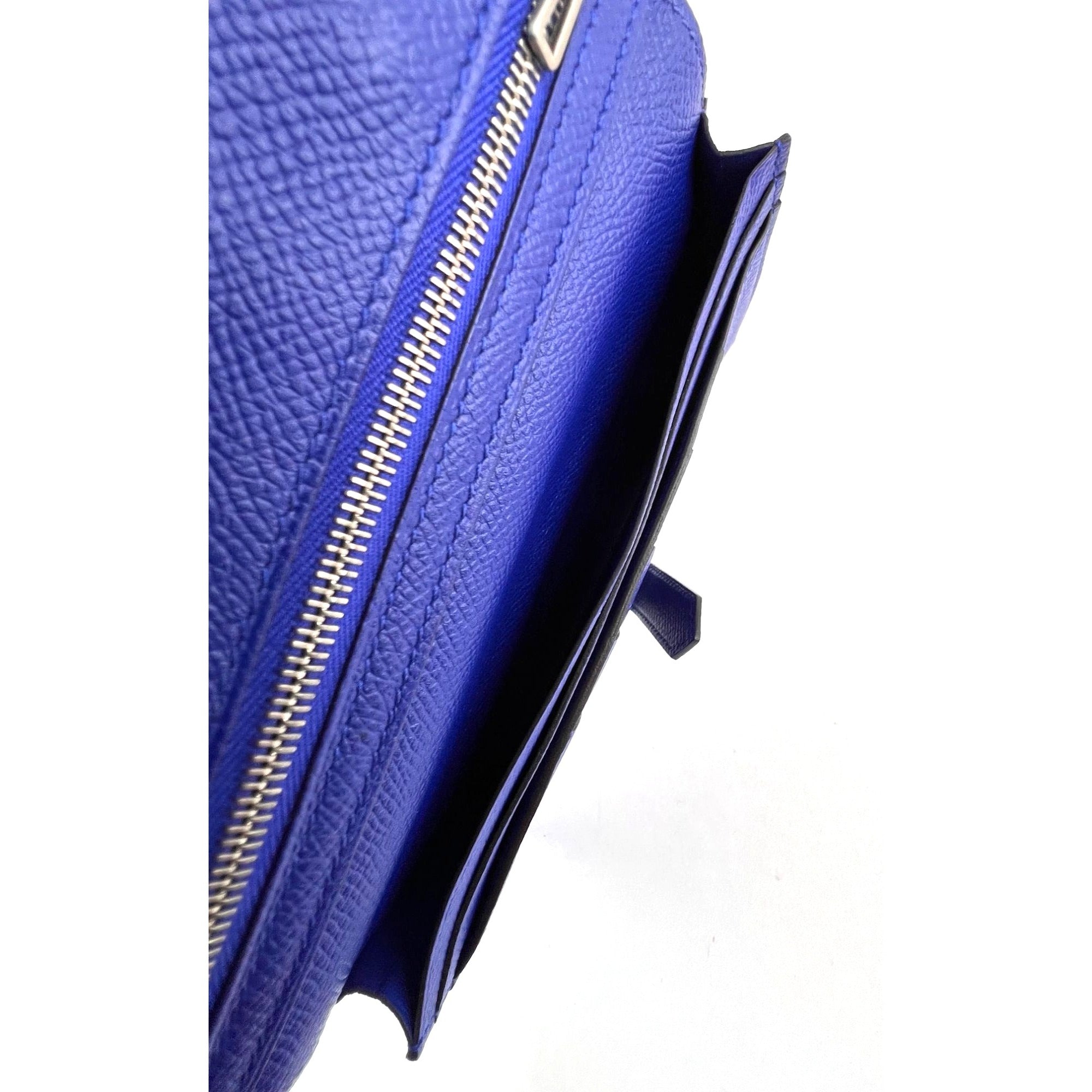 HERMÈS Long Epsom Bearn Gusset Electrique Bleu Wallet