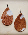**Leather Teardrop Earrings-Axis Deer Print Hair-on-Hide 209q