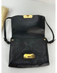Burberry Signature Grain Leather Check Embossed Langley Black Crossbody