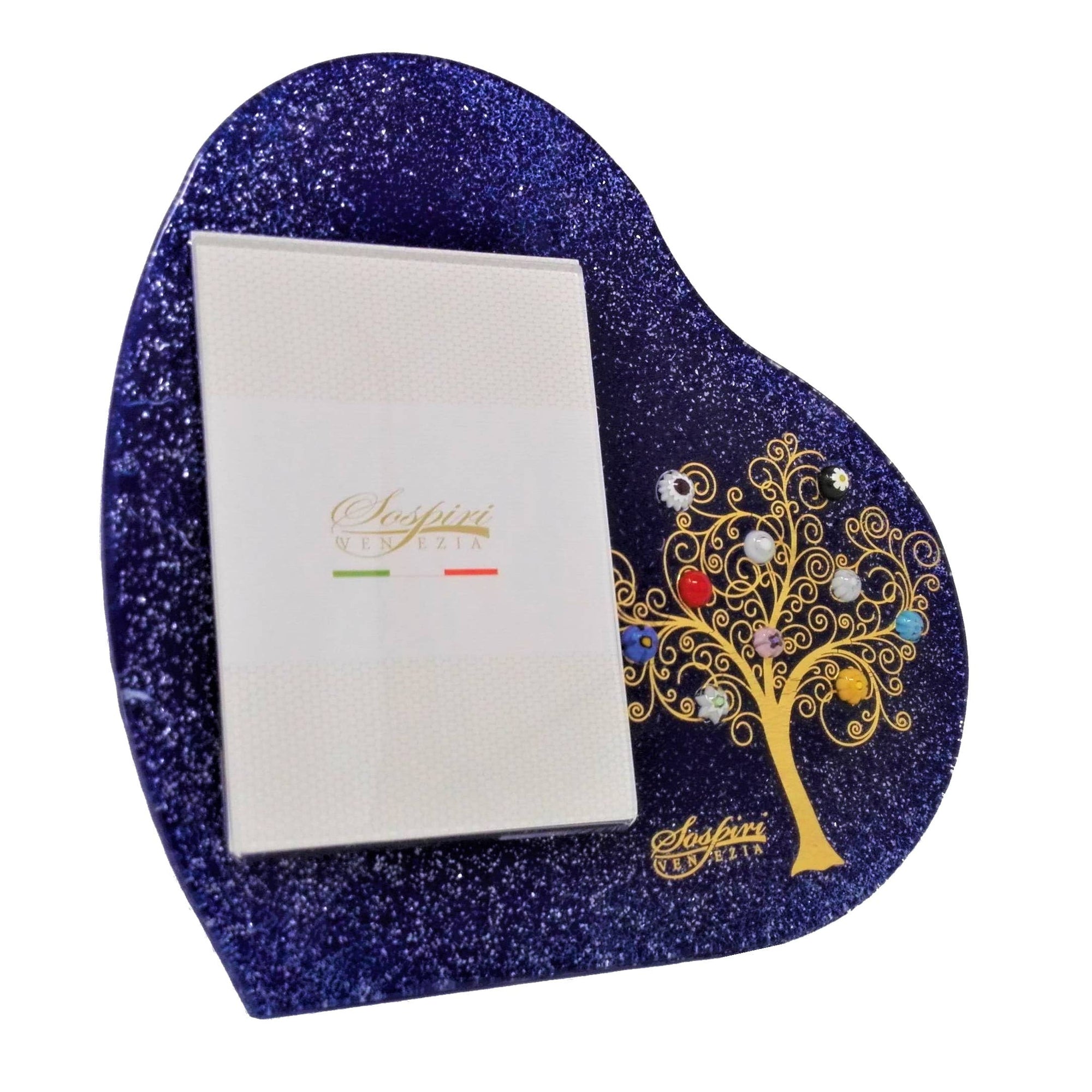 Heart table photo frame, Tree of Life, blue cm 20
