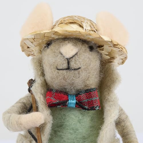 Felt Fishing Mouse Critter Ornament