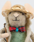 Felt Fishing Mouse Critter Ornament
