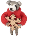 Cozy Sweater Raccoon Critter Ornament