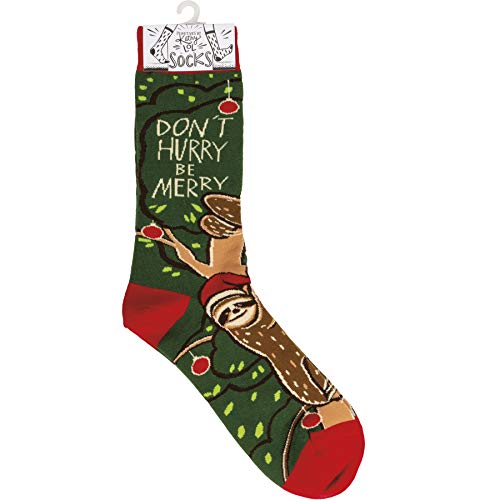 Don't Hurry Be Merry Sloth Socks