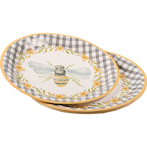 Bumblebee Gingham Paper Plate Set