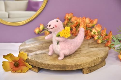Pink Dino With Flowers Critter Ornament