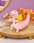 Pink Dino With Flowers Critter Ornament
