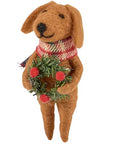 Felt Dog With Wreath Ornament