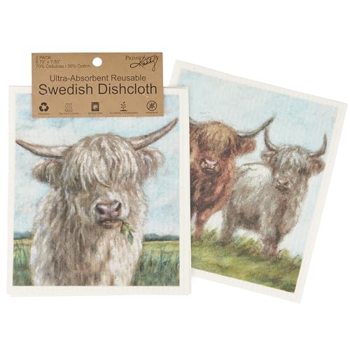 Highland Cows Duo Swedish Dishcloth