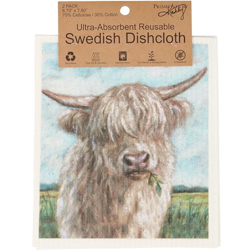 Highland Cows Duo Swedish Dishcloth