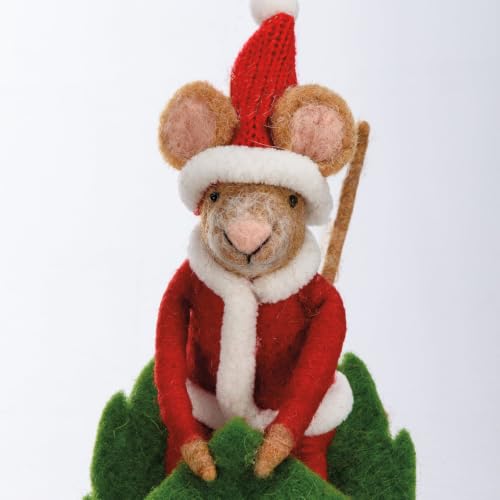Santa Sled Mouse Critter Ornament