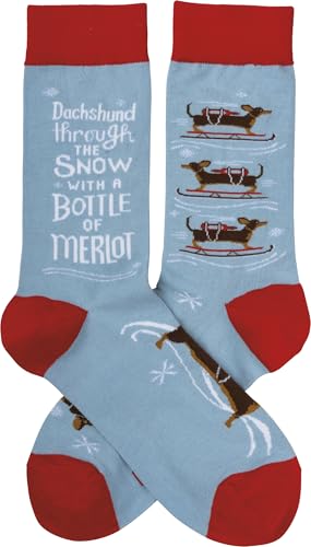 Dachshund Through The Snow With A Bottle of Merlot Socks