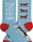 Dachshund Through The Snow With A Bottle of Merlot Socks
