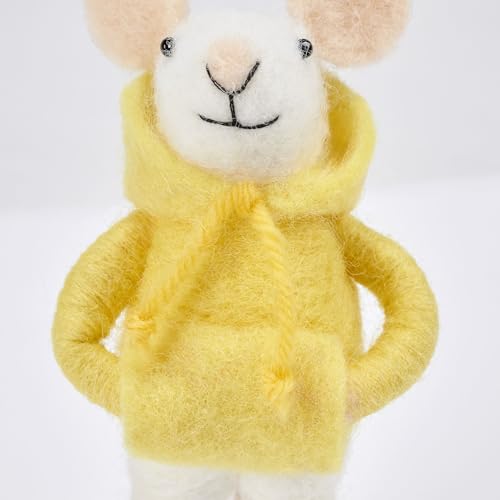 Yellow Hoodie Mouse Critter Ornament