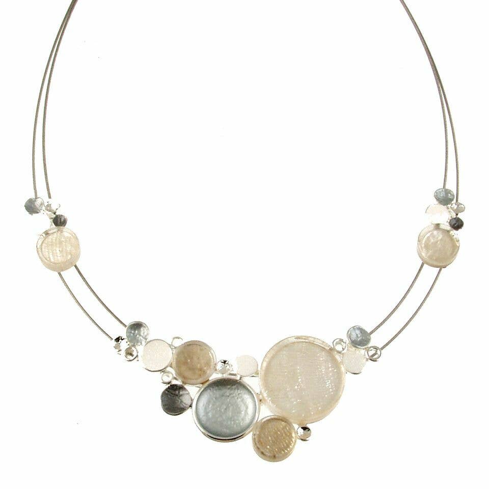 Light Blue or Natural Shell Multi Dots Necklace