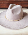 Matte Gold Chain Hat Band w/ Leather Tie 987i