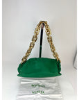 Bottega Veneta Green Chain Leather Pouch Bag  Clutch
