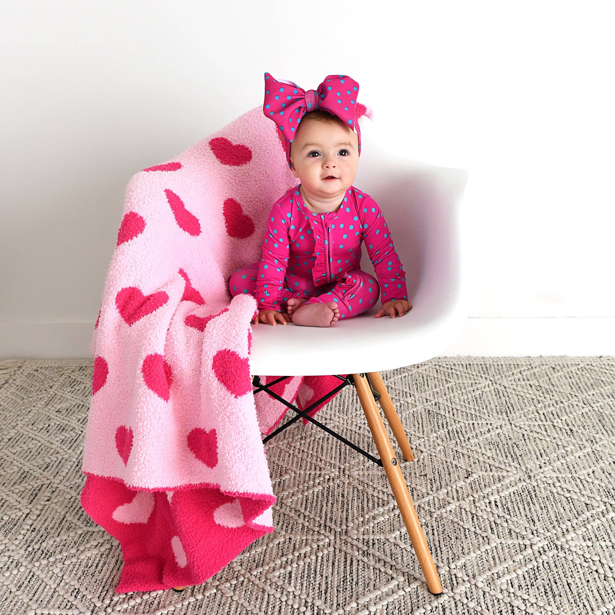Evelyn Dot Ruffle Zip Bamboo Valentines Day Baby Outfit Dot