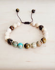 Genuine Jasper and Tigers Eye Beaded Bracelet 811t
