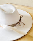 Gilded Cowboy Leather Hat Band w/ Feather Accents 952i