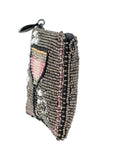 Mary Frances Pink Champagne Beaded Coin Purse/Key Fob