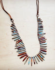 Aqua Terra Slab Necklace with Genuine Leather Ties 250b
