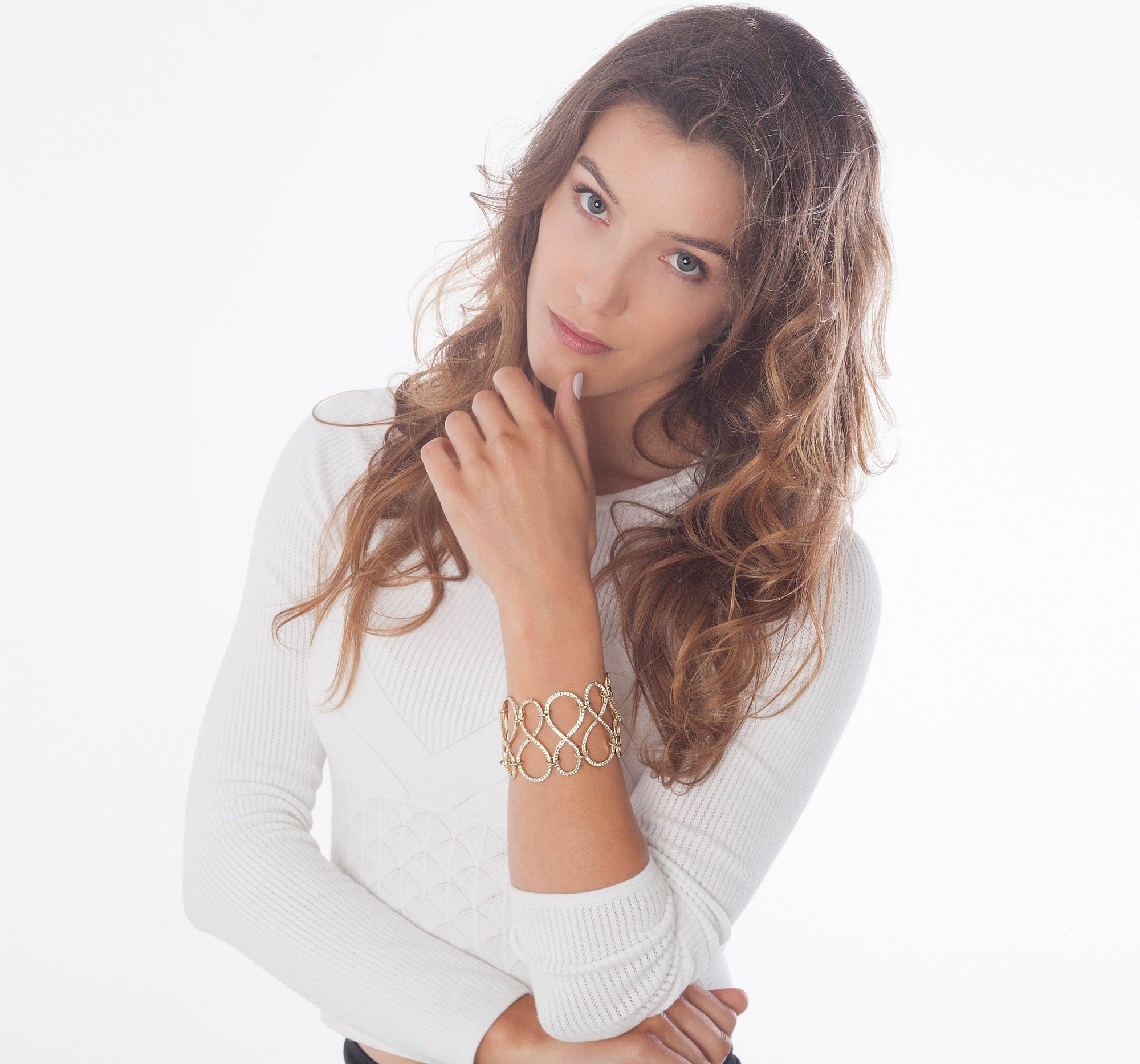 Pave infinity links oversize fancy bracelet
