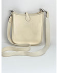 HERMÈS Taurillon Clemence Evelyne TPM Nata White Crossbody Bag