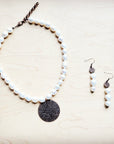 Freshwater Pearl Collar Necklace w/ Copper Scroll Pendant 260a