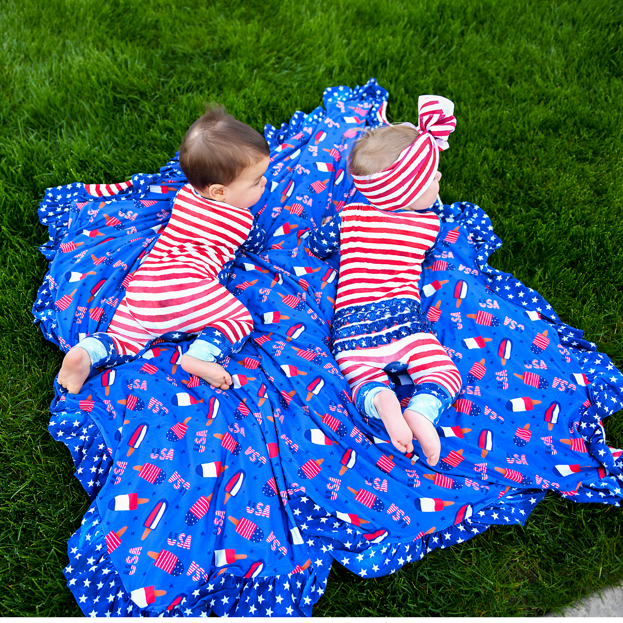 Tie Dye Stars &amp; Stripes Ruffle ZIP