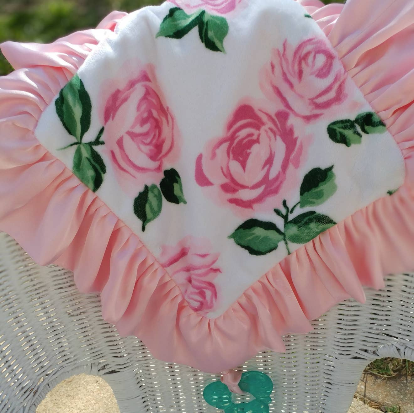 Pink Roses Teether Blanket