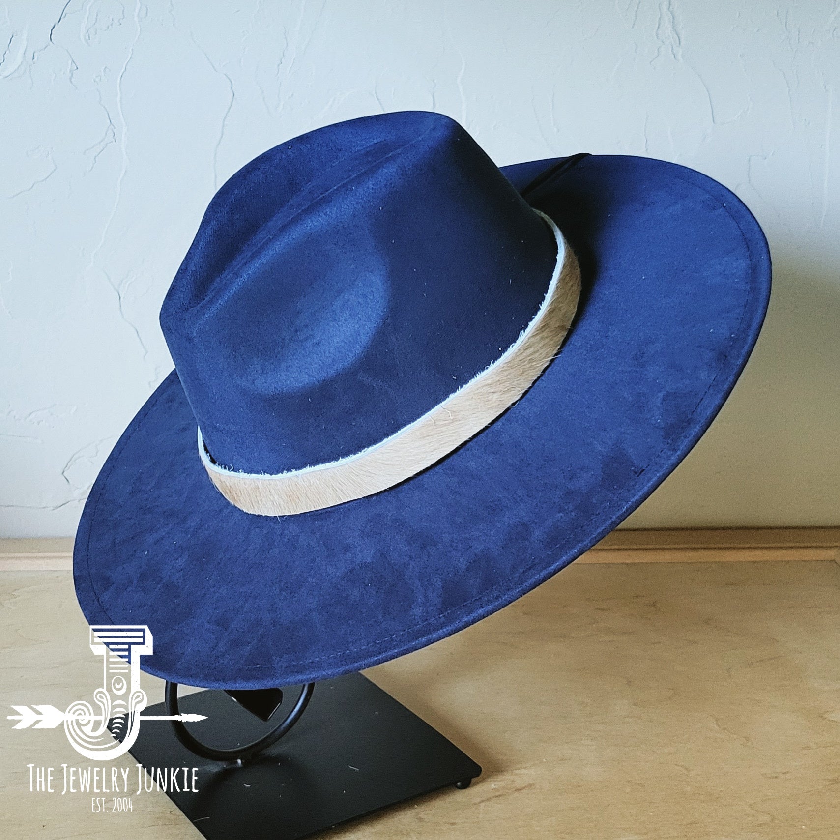 **Boho Western Felt Hat w/ Choice of Hatband- Navy 990a