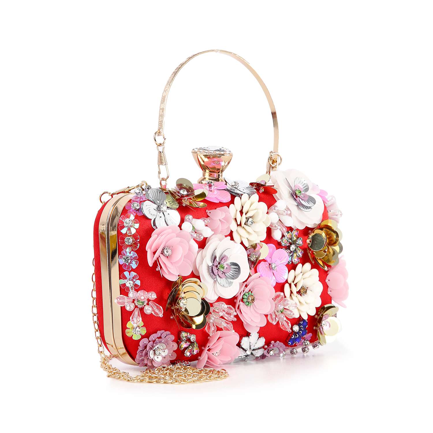 Floral Appliqué Evening Bag