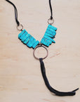 Imperial Jasper Slab Necklace w/ Copper Hoop & Tassel 252h