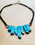 Regalite Slab Necklace with Leather Closure 252j