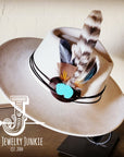 Boho Western Felt Hat w/ Choice of Turquoise Hat Accent-Bone 981c